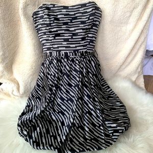 BEBE Strapless Silk Midi Cocktail Dress Small